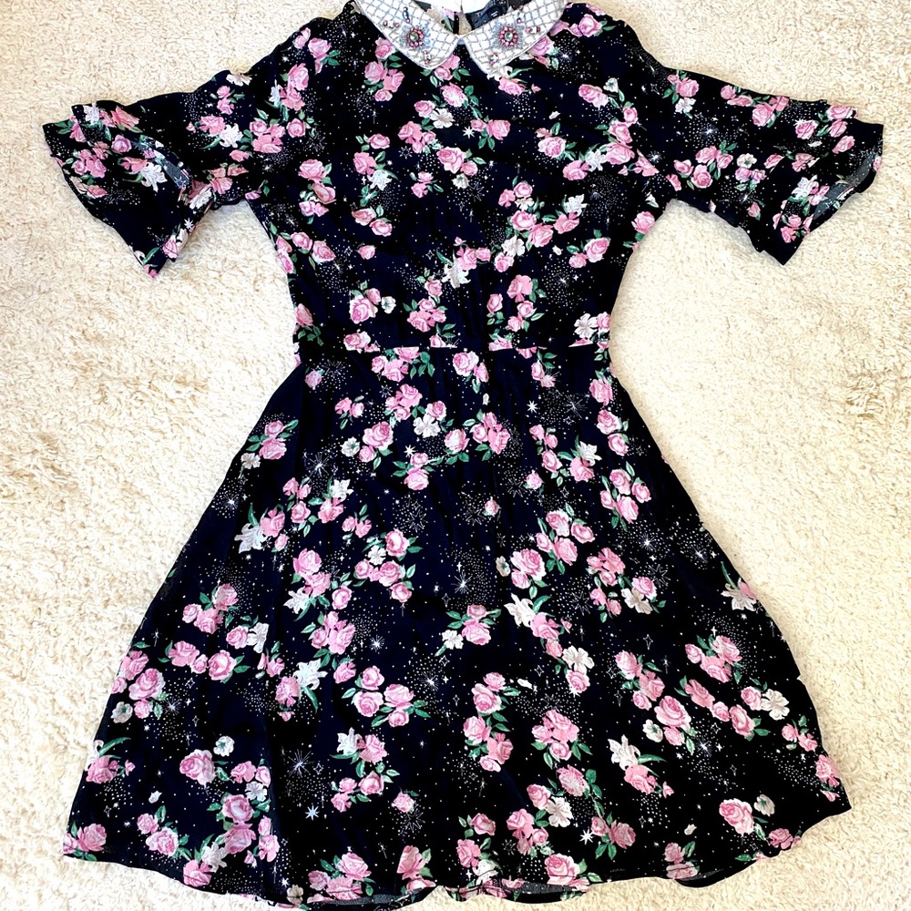 Never worn pink and black rose petal TopShop dress!